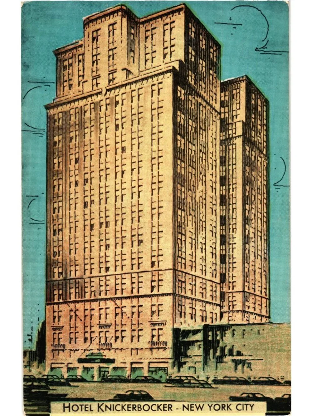Hotel Knickerbocker New York City 1950s Postcard Lumitone Photoprint Pre-Owned